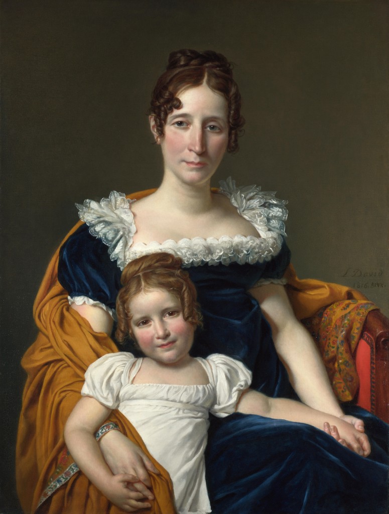 Portrait of the Vicomtesse Vilain XIIII wearing a Kashmir Shawl and her daughter Jacques Louis David 1816 775x1024 Kashmir Paisley Shawls: Defining Love for Over 300 Years