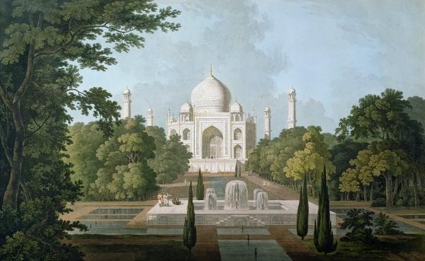 The Taj Mahal Agra from the Garden published 1801 colour litho Daniell Thomas 1749 1840 William 1769 1837 Private Collection The Bridgeman Art Library Shah Jahan and His Enduring Legacy of Love 